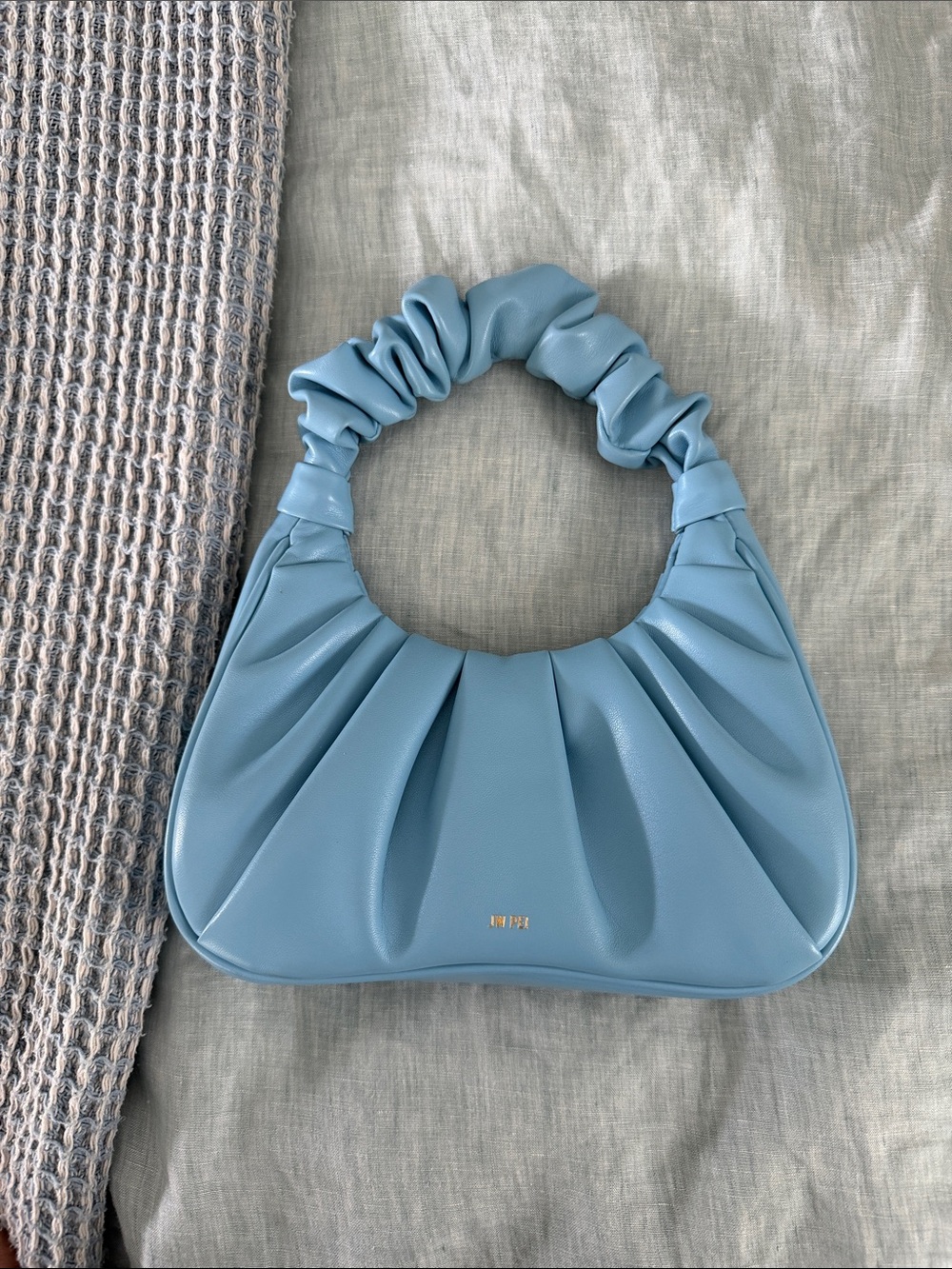 JW PEI Powder Blue Hobo Ruched Handle Shoulder Bag